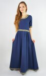 Noble vestido de manga corta con borde "Ennlin" Azul XXXL