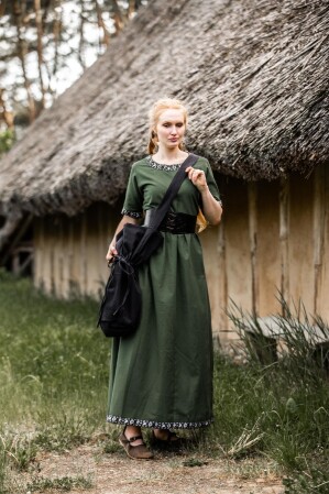 Edles Kurzarmkleid mit Bordüre "Ennlin" Grün XS