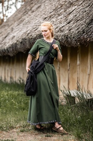 Edles Kurzarmkleid mit Bordüre "Ennlin" Grün XS