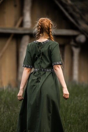 Edles Kurzarmkleid mit Bordüre "Ennlin" Grün XS