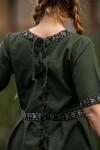 Edles Kurzarmkleid mit Bordüre "Ennlin" Grün XS