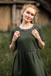 Edles Kurzarmkleid mit Bordüre "Ennlin" Grün XL