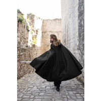 Wool cape with wolf buckle "Tjark" Black