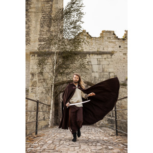 Wool cape with wolfs clasp "Tjark" Brown