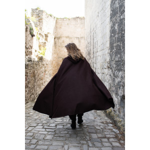 Wool cape with wolfs clasp "Tjark" Brown