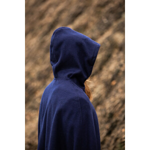 Wool cape with wolfs clasp "Tjark" Blue