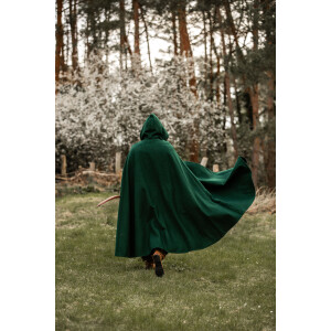Wool cape with wolfs clasp "Tjark" Green
