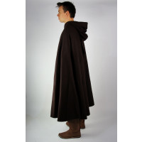 Wool cape "Lorenz" long hood and buckle 160 cm length Brown