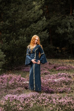 Mittelalter Baumwollkleid "Angie" Blau XL