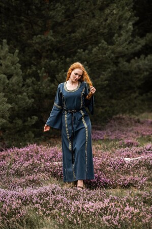 Mittelalter Baumwollkleid "Angie" Blau XL