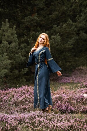 Vestido medieval de algodón "Angie" Azul L