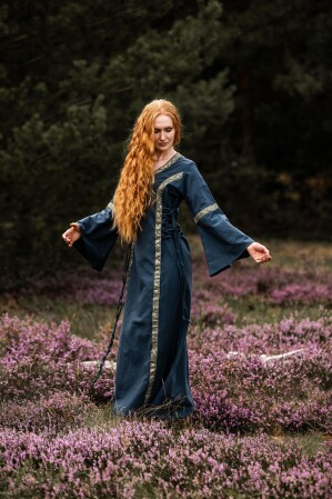 Vestido medieval de algodón "Angie" Azul L