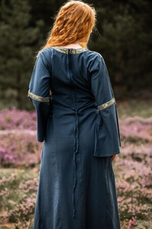 Robe médiévale en coton "Angie" Bleu S