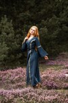 Robe médiévale en coton "Angie" Bleu S