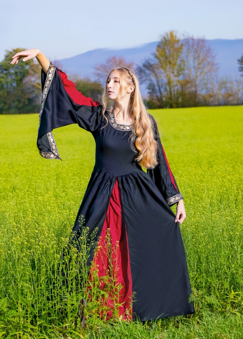 Noble robe en viscose "Ivette" Noir/Rouge M