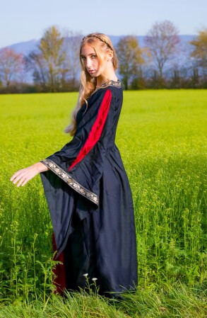 Vestido de viscosa noble "Ivette" Negro/Rojo M