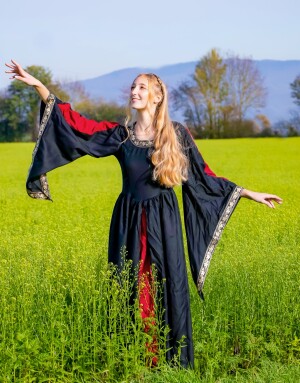 Noble robe en viscose "Ivette" Noir/Rouge XS