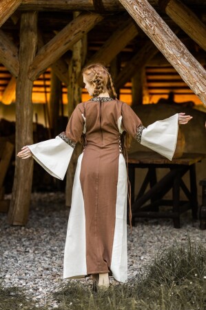 Medieval cotton dress "Angie" Tobacco/Natural XXL