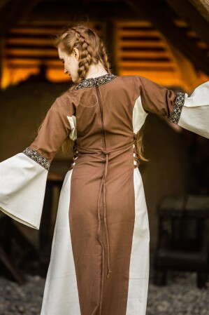 Medieval cotton dress "Angie" Tobacco/Natural L