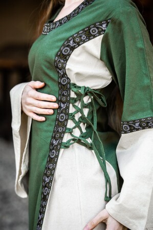 Abito medievale in cotone "Angie" Verde/Naturale XS