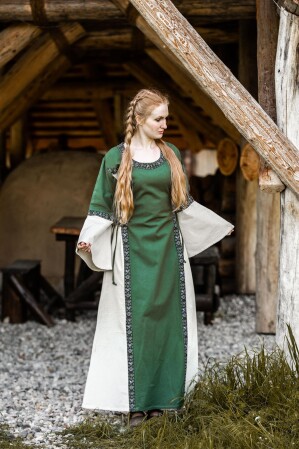 Abito medievale in cotone "Angie" Verde/Naturale S