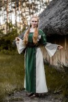Abito medievale in cotone "Angie" Verde/Naturale S