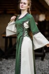 Abito medievale in cotone "Angie" Verde/Naturale S