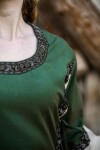 Robe médiévale en coton "Angie" Vert/Ècru M
