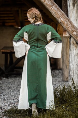 Vestido medieval de algodón "Angie" Verde/Natural XXL