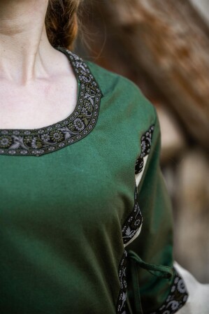 Vestido medieval de algodón "Angie" Verde/Natural XXXL