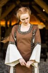Mittelalter Baumwollkleid "Angie" Tabak/Natur XS
