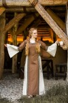 Mittelalter Baumwollkleid "Angie" Tabak/Natur XS