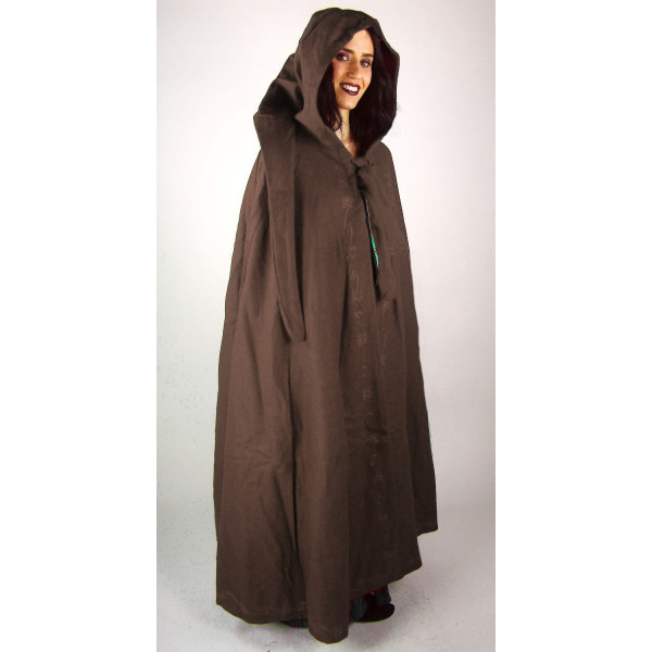 Wool cape with embroidery "Marta" Length 160 cm Brown