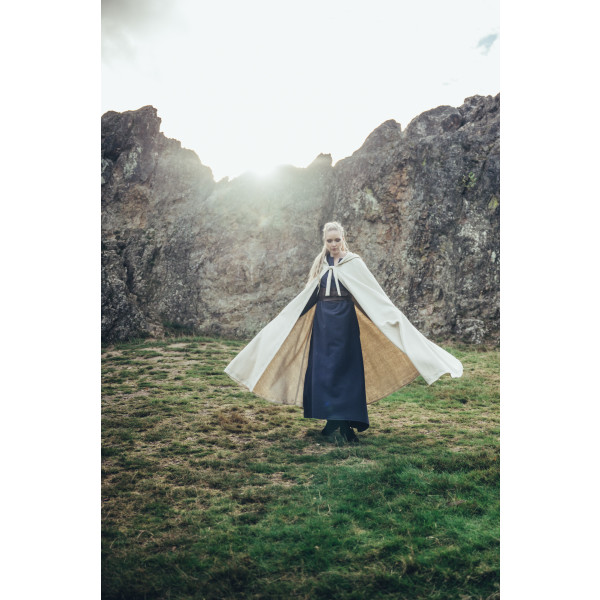 Wool cape with embroidery "Alma" Natural