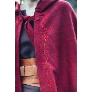 Wool cape with embroidery "Alma" Red