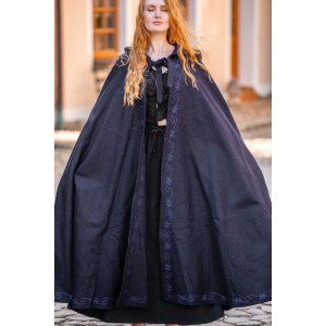 Wool cape with embroidery "Alma" Blue