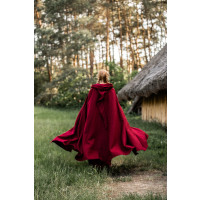 Mantella in lana con cappuccio lungo "Hervir" Rosso