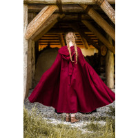 Wool cape with long hood "Hervir" Red