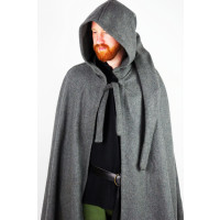 Wool cape with long hood "Hervir" Grey