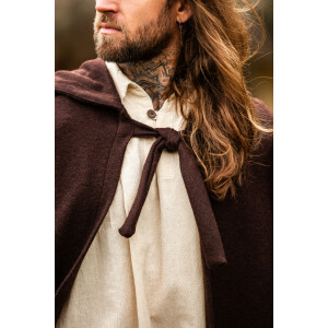 Wool cape with long hood "Hervir" Brown