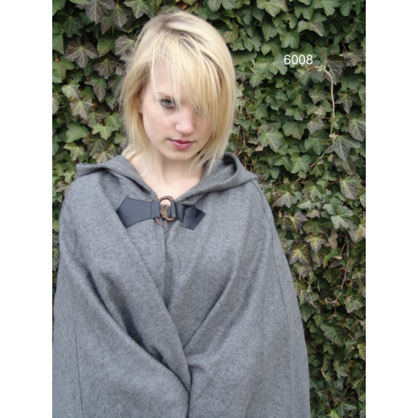 Wool cape "Hero" with wolf buckle length 160 cm Grey