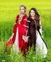 Kleid mit Trompetenärmeln "Larissa" Braun/Natur L
