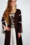 Kleid mit Trompetenärmeln "Larissa" Braun/Natur L