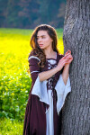 Robe à manches de trompette "Larissa" Marron/Ècru XXL