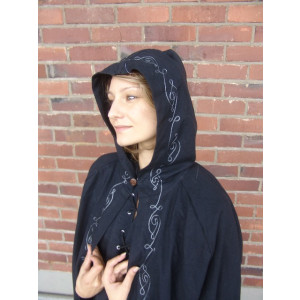 Medieval cape with embroidery "Erna" Black