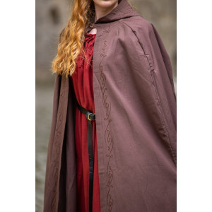 Medieval cape with embroidery "Erna" brown