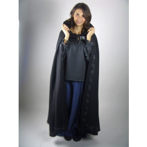 Cape with embroidery and brooch "Gesa" Black