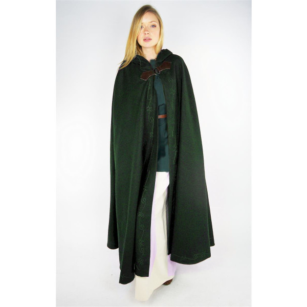 Cape with embroidery and brooch "Gesa" Green