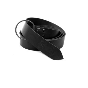 Ring belt with Thorshammer embossing black 150 cm
