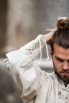 Camicia pirata "Claude" con polsini allacciati Naturale XXL
